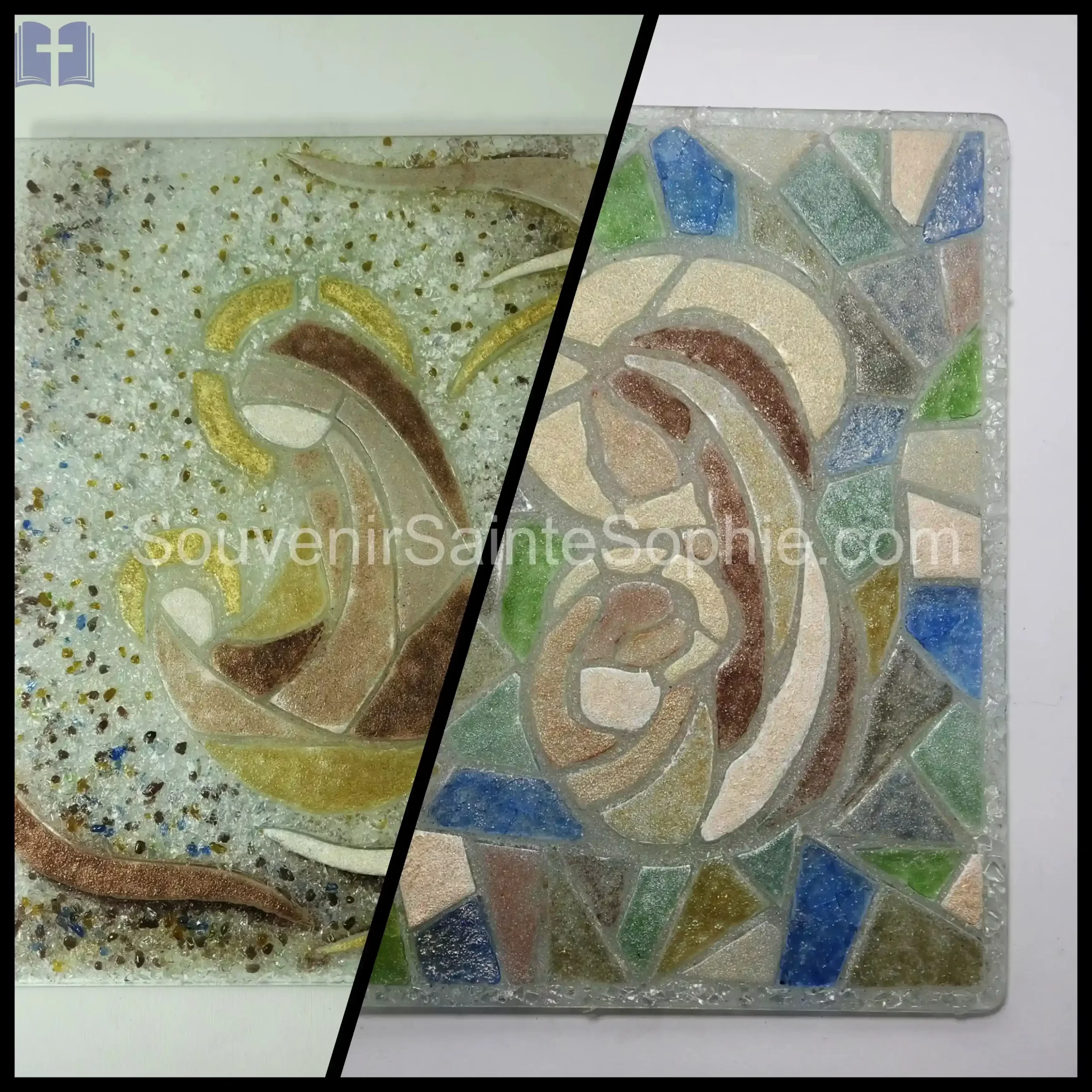 Glass Handmade Size 34 x 26cm Virgin Mary