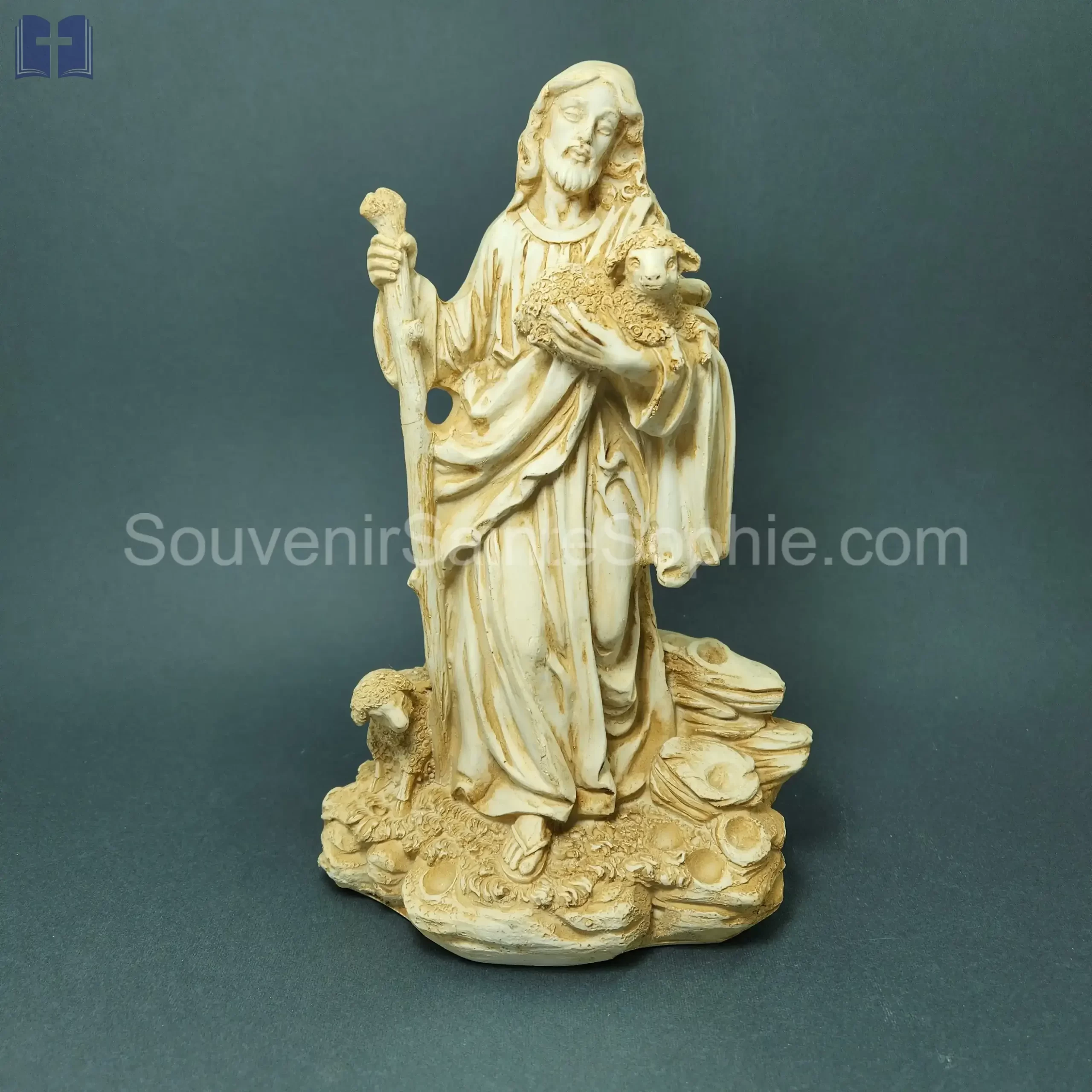 Jesus wth Cheep Statue size 27x17x12cm