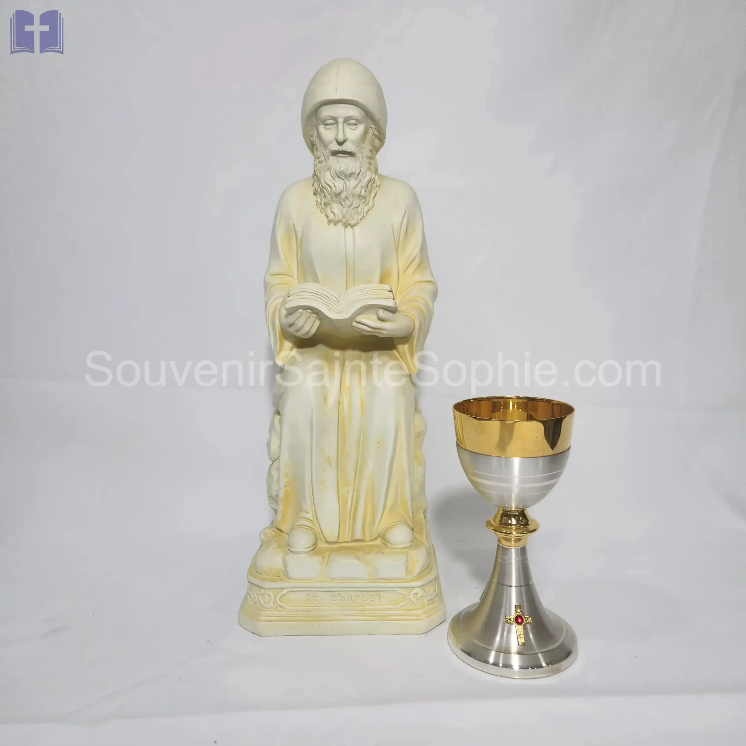 Saint Charbel Stone Color Sitting Size 48cm