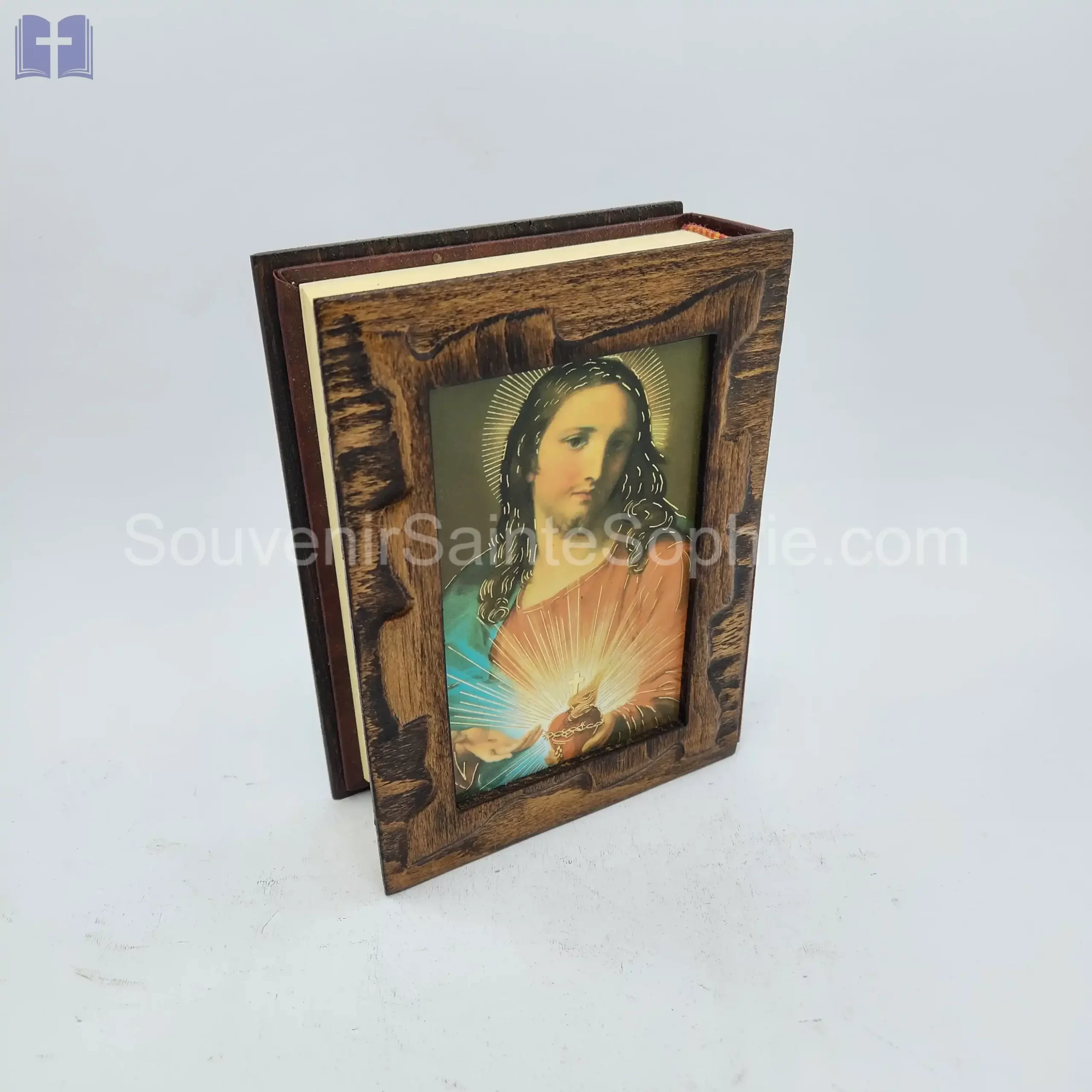 Bible With Handmade Square Wood cover Size 18x13cm
