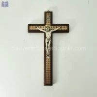 Cross Wood Size 22cm with Crucified Silver - Italy