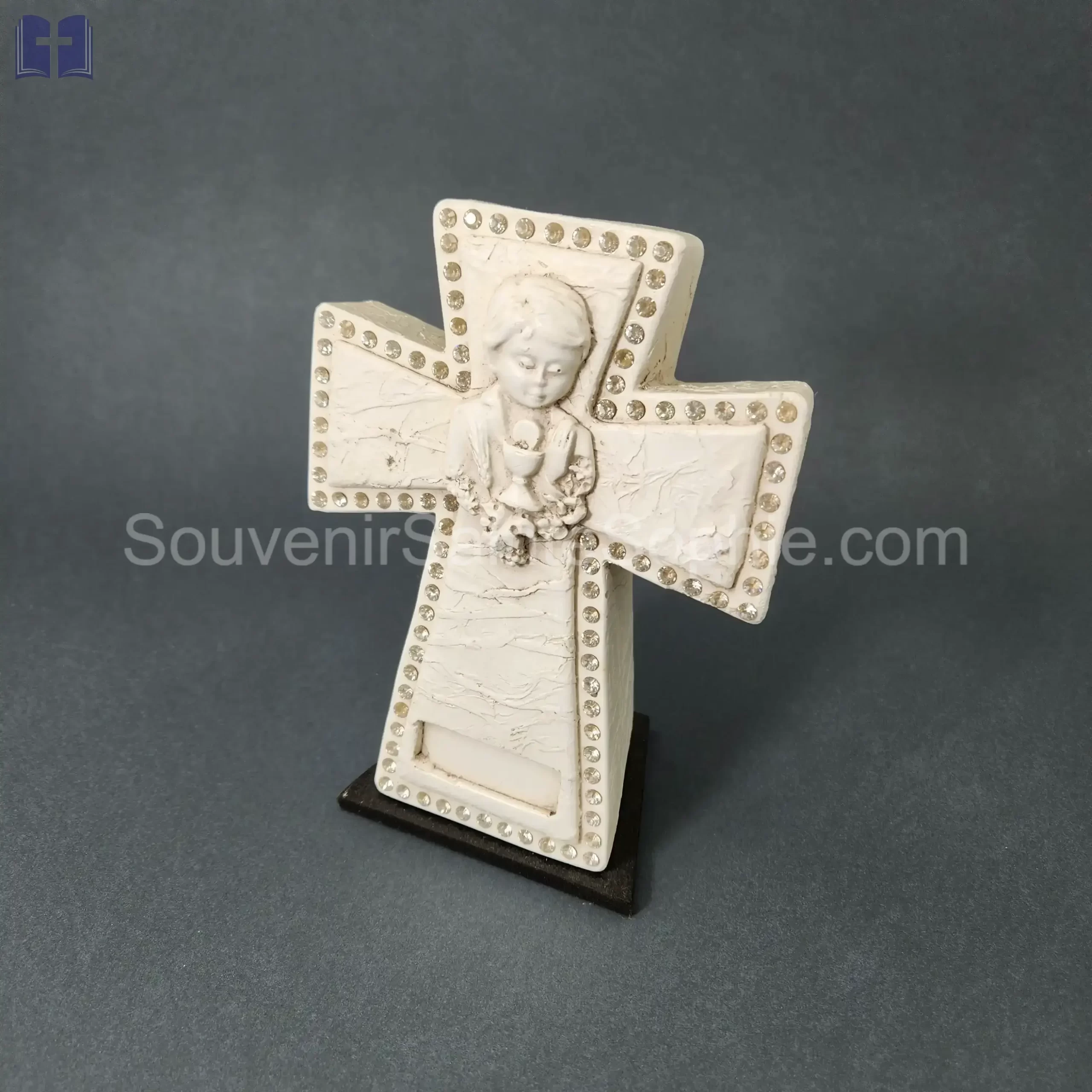 Cross Size 17cm Swarovski Crystalls Boy Communion White Color