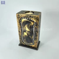 Candle Size 18.5cm Virgin Mary Child Swarovski Crystals Bronz Color