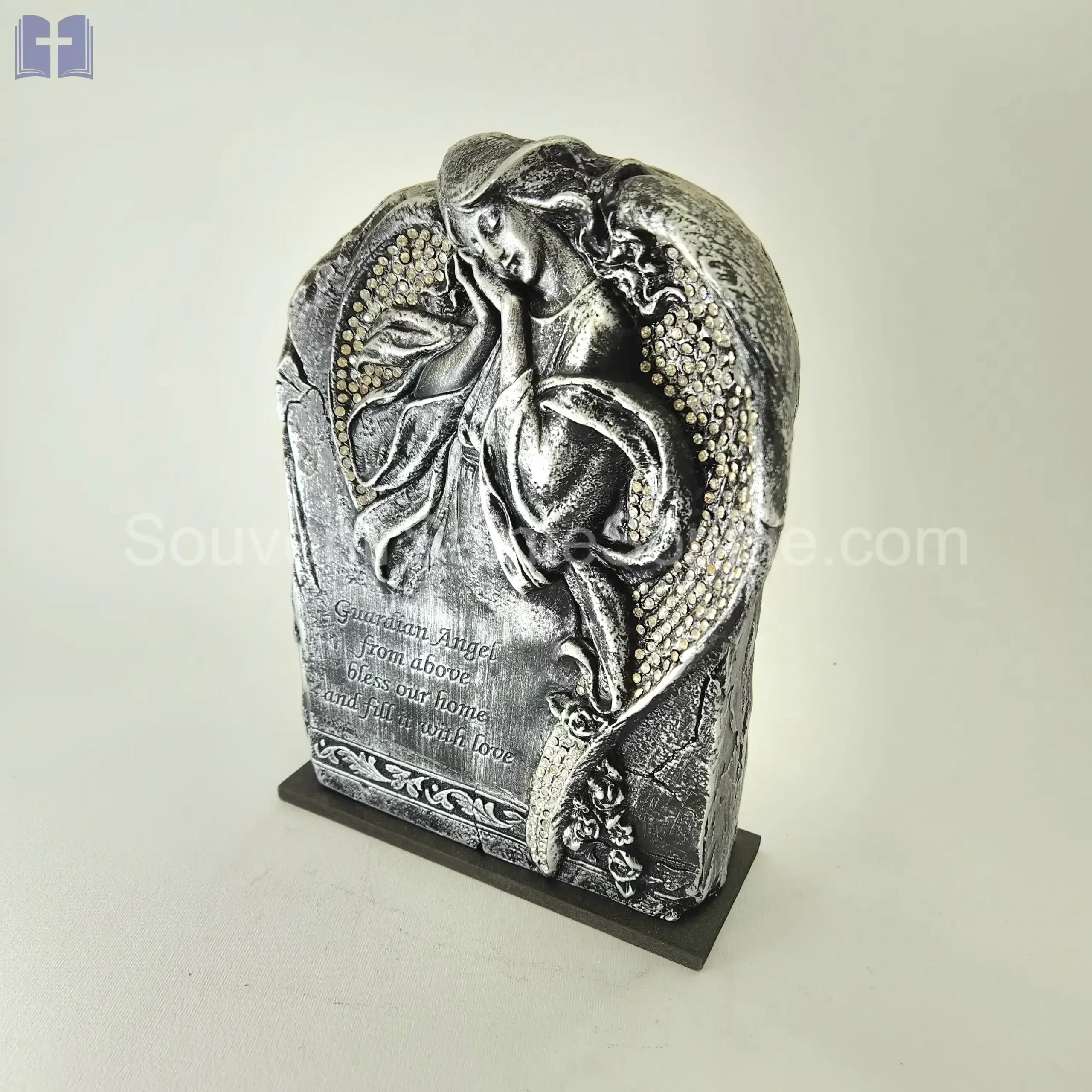 Guardian Angel Size 22.5cm Swarovski Crystals Silver color