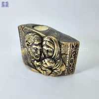 Candle Wide Holy Family Size 15.5x12cm Swarovski Crystals Copper Color