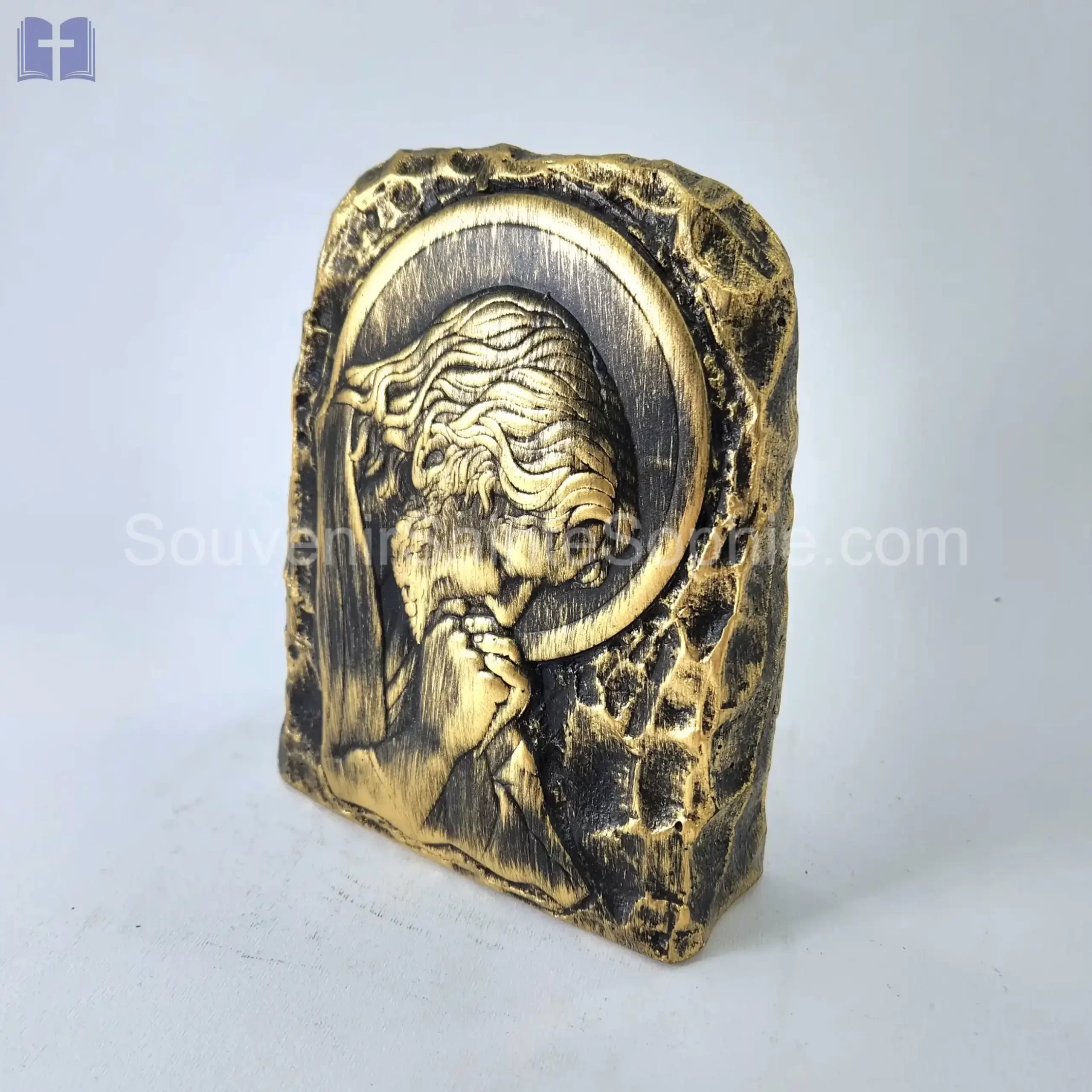 Rock Jesus Praying Size 16cm Copper Color
