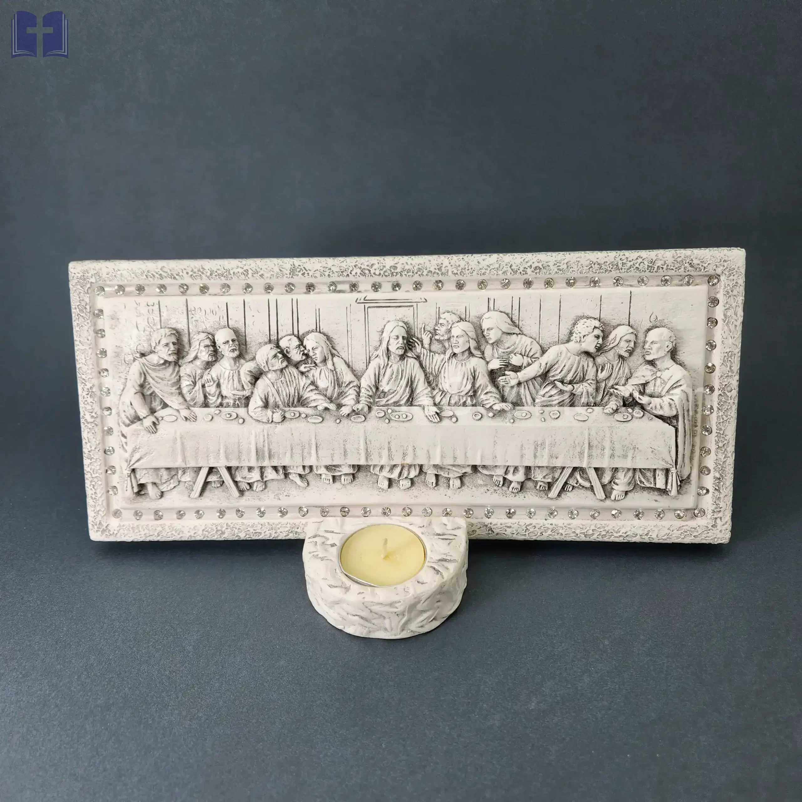 Last Supper Size 30x 14cm Swarovski Crystals With Candle White Color
