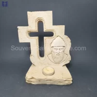 Saint Charbel With Cross and Candle Size 21x19cm