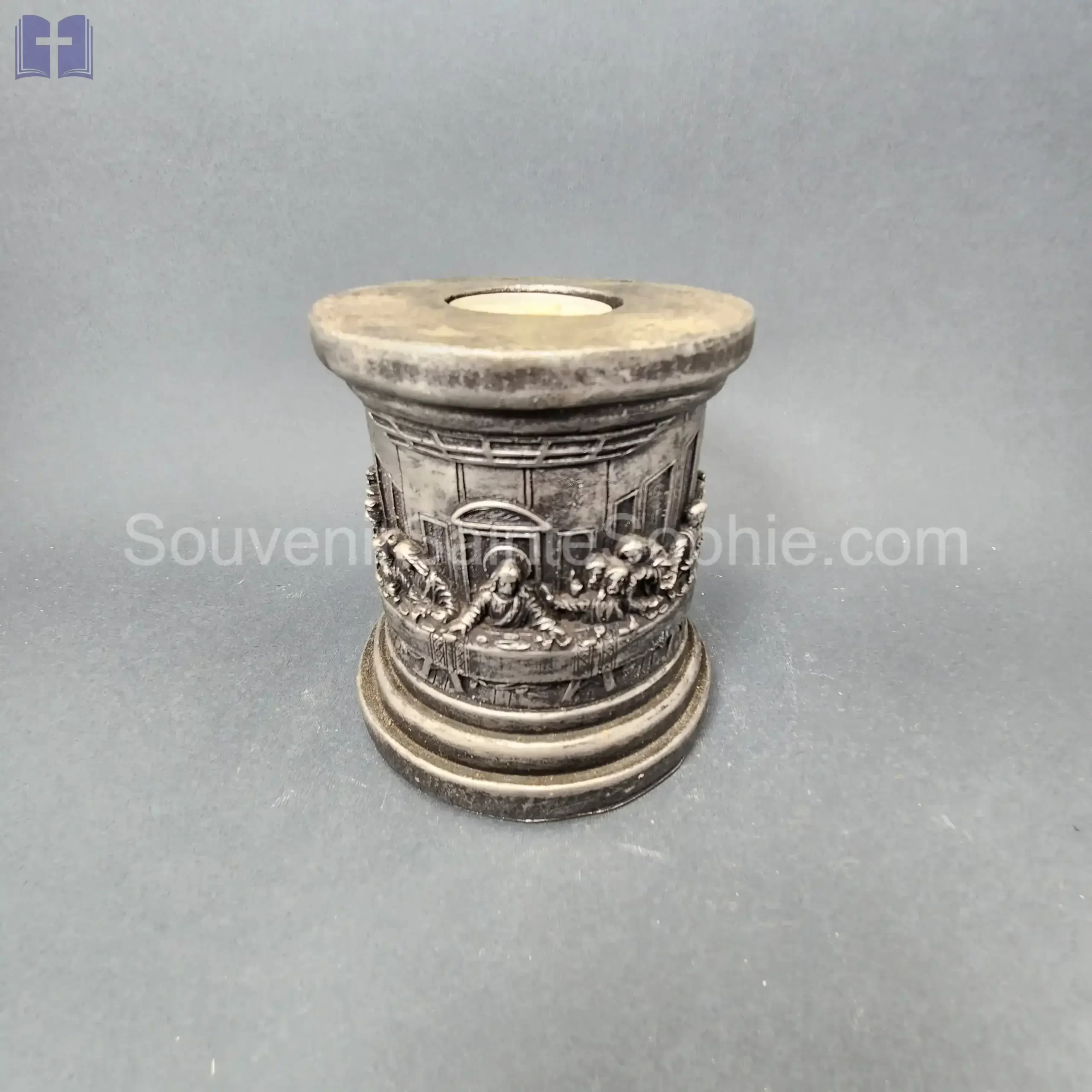 Last supper On Round Candle Silver Size 12x12cm