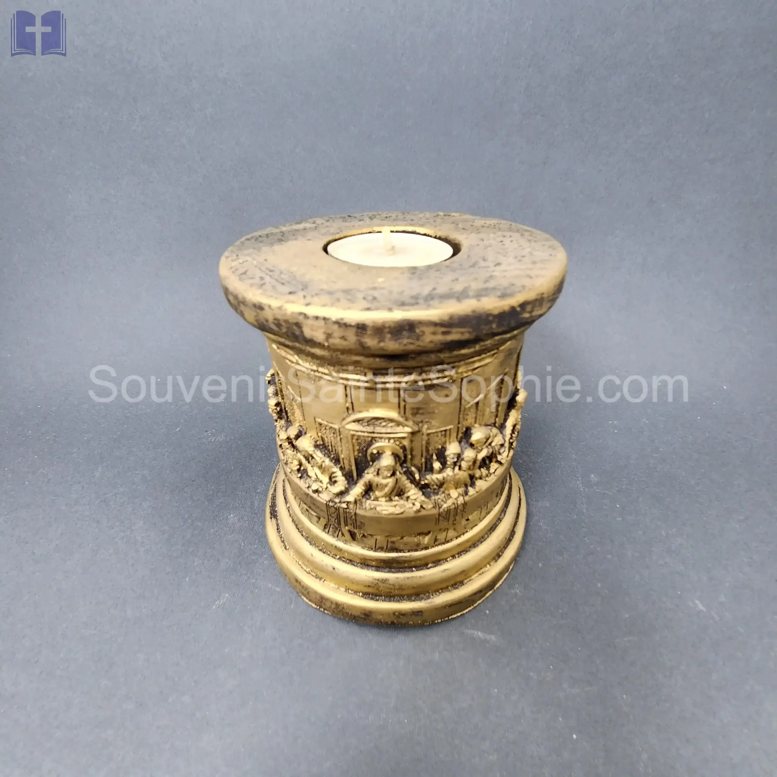 Last supper On Round Candle Gold Size 12x12cm