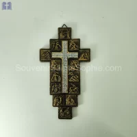 Cross Large 14 Stages Size 26cm Swarovski Crystals Bronz Color