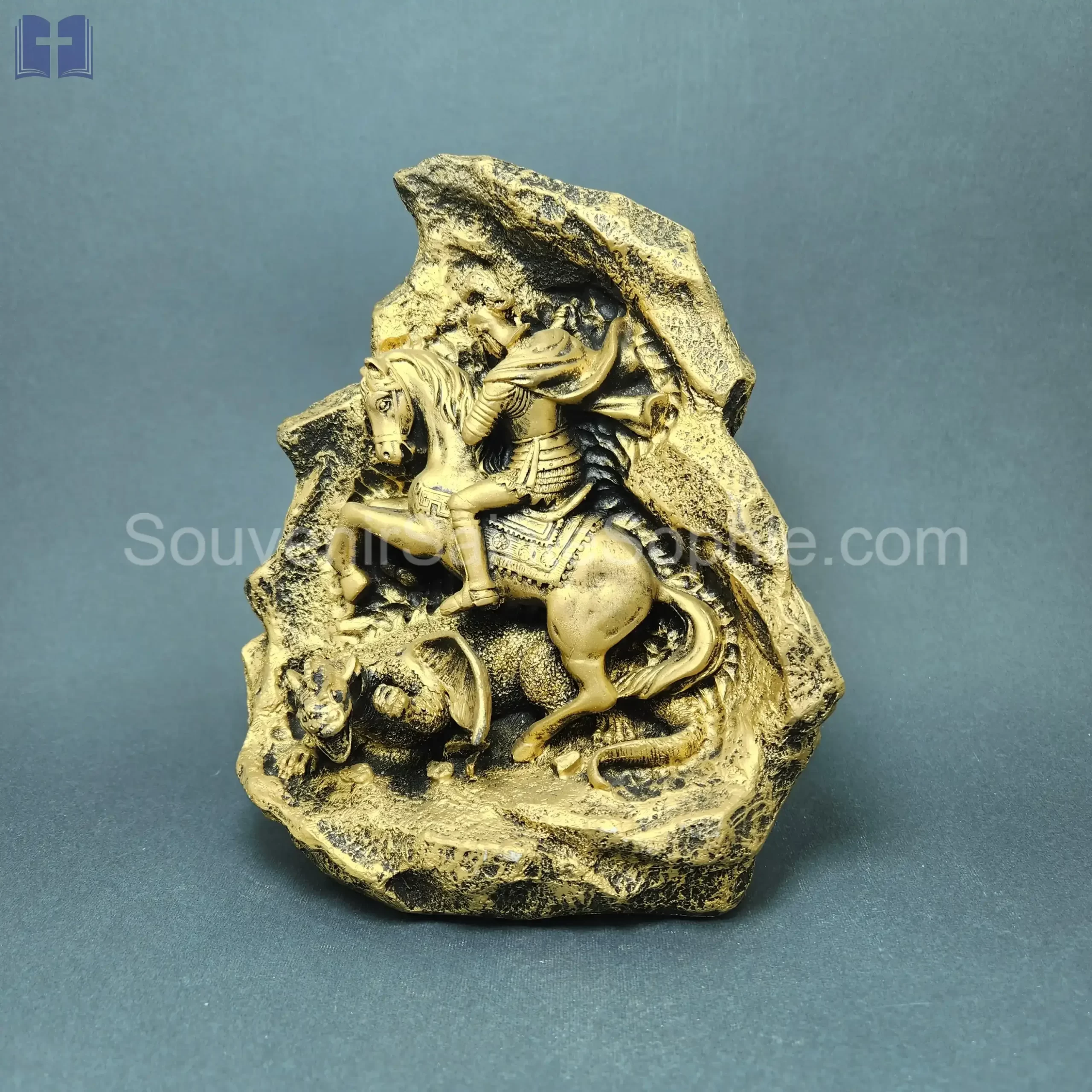 Saint Georges Engraved in Rock Gold Color Size 21.5x18.5cm