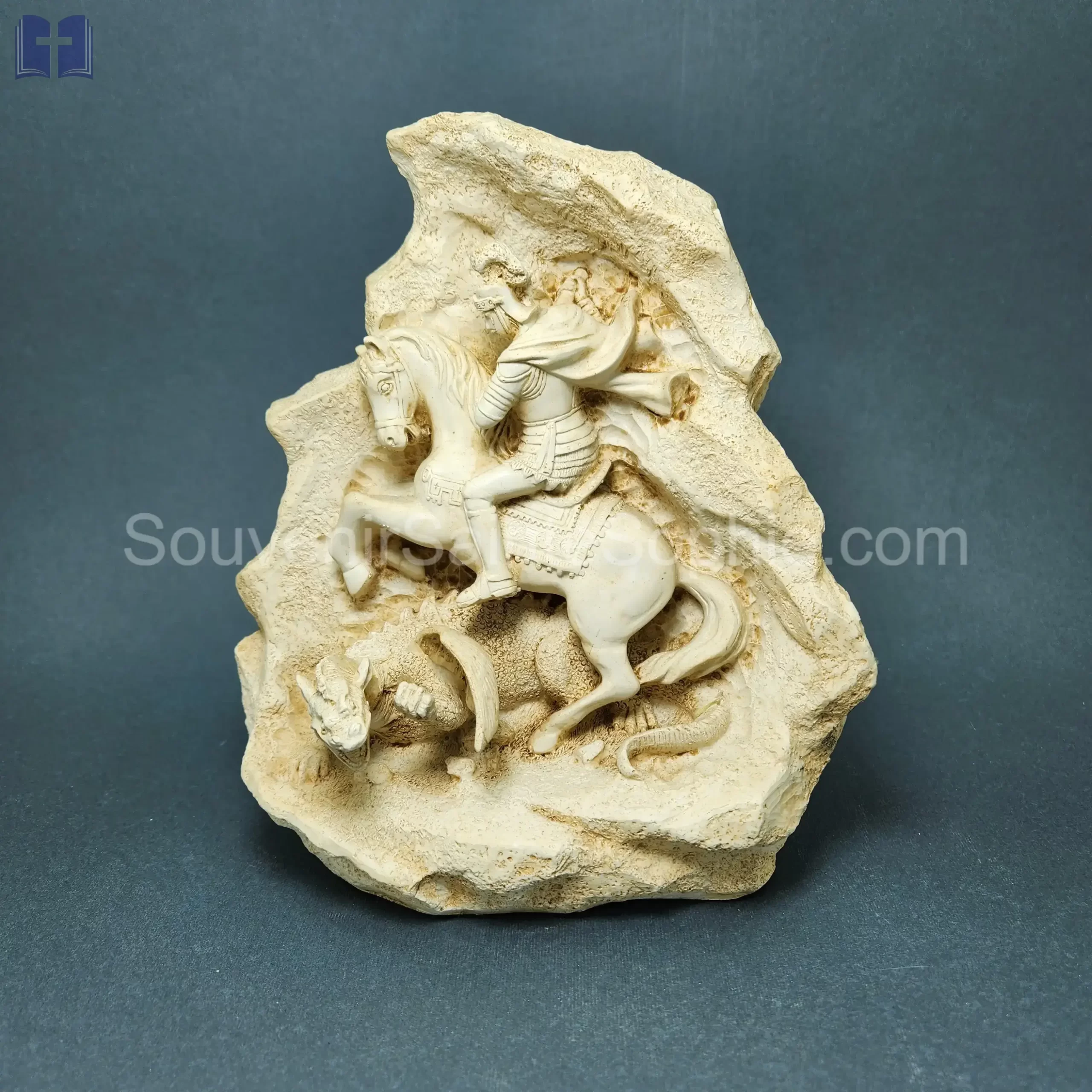 Saint Georges Engraved in Rock Beige Color Size 21.5x18.5cm