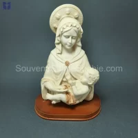 Mary With Child on Hands with Wood Base Size 22x15x12cm