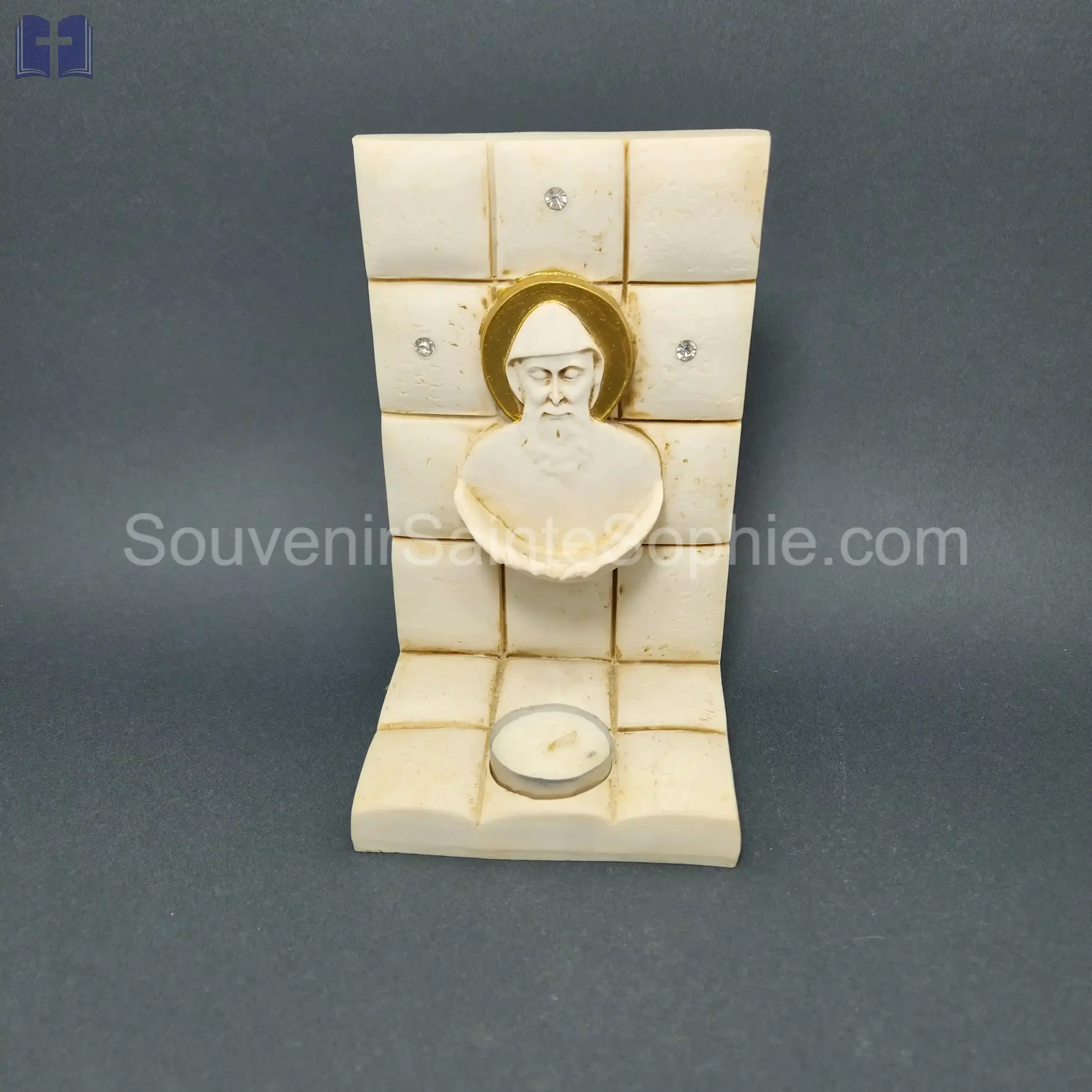 Saint Charbel With Blessing Water and Candle Size 20x11.5x10cm