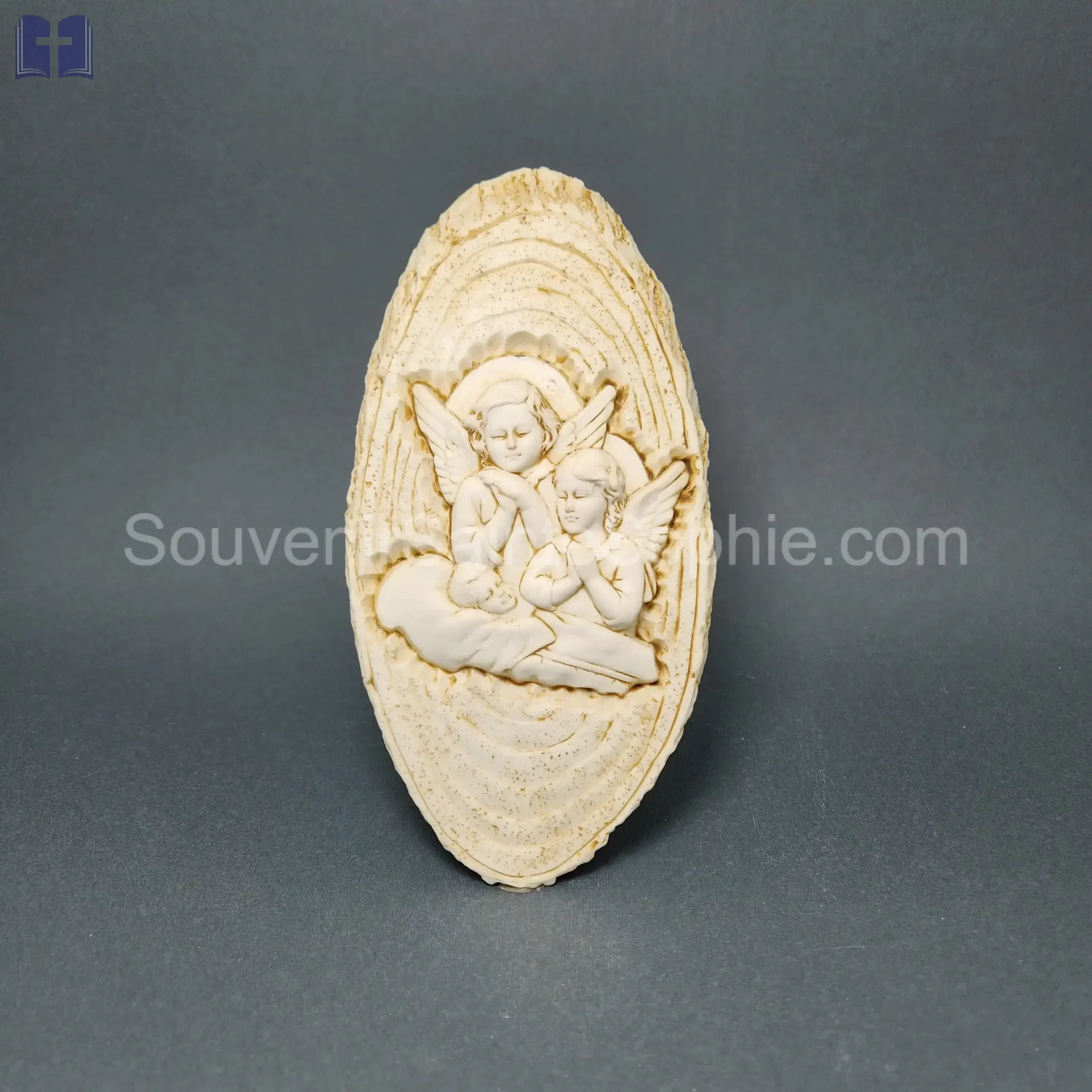 Two Angels Guarding a Child Size 20x10cm