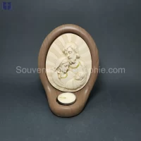Oval Holy Family with Candle Size 18x14x12cm