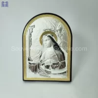 Saint Rita Size 15x11cm Silver & Yellow on Wood