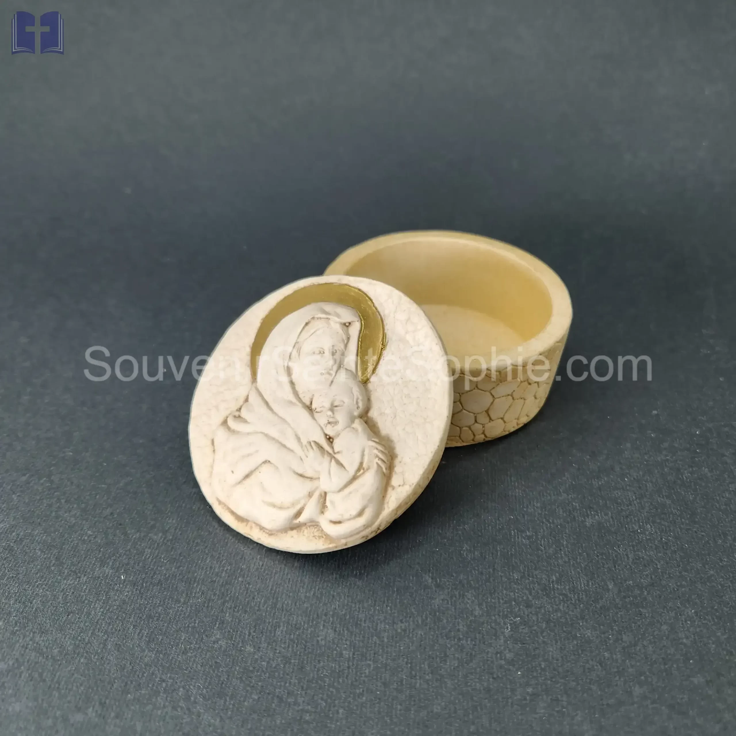 Box for Rasary with Virgin Mary Cover Size 4x7cm Diameter