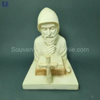 Saint Charbel Praying By Cross and Bible Size 20x14x17cm