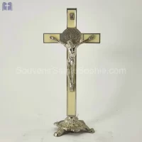 Cross Saint Benoit Size 21cm With Base White Color