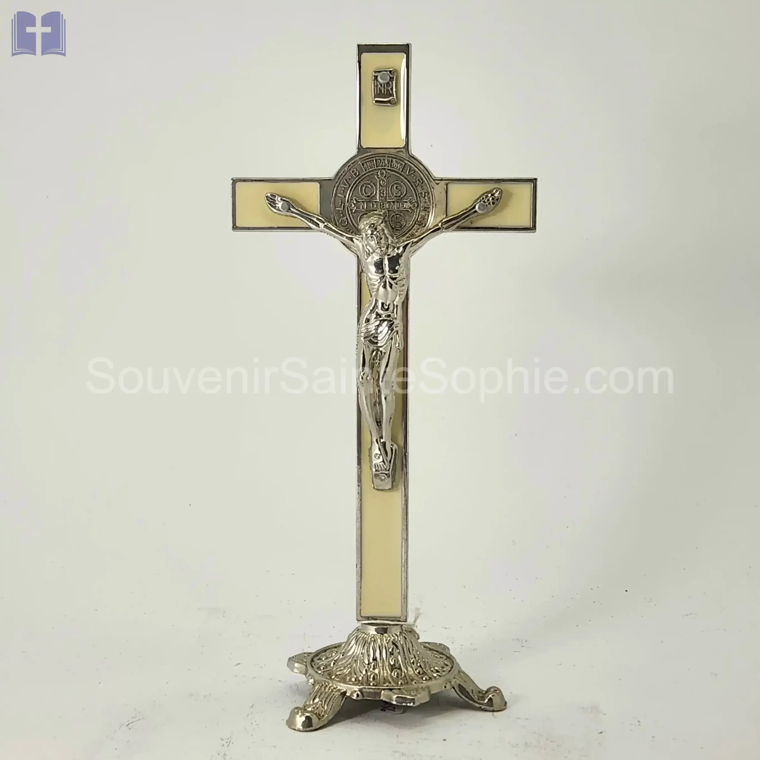 Cross Saint Benoit Size 21cm With Base White Color