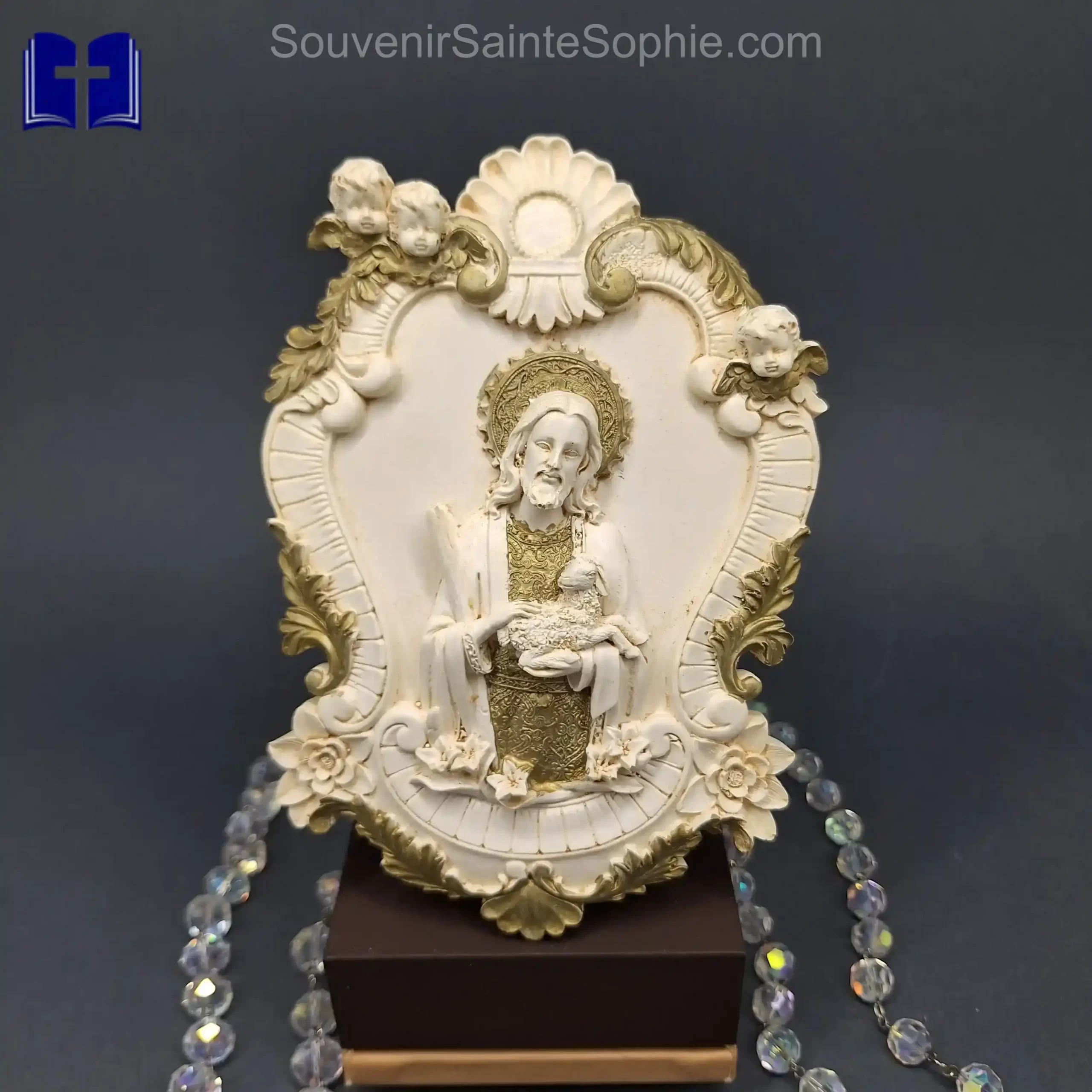 Jesus with Cheep Engraved Arround Size 19x14cm