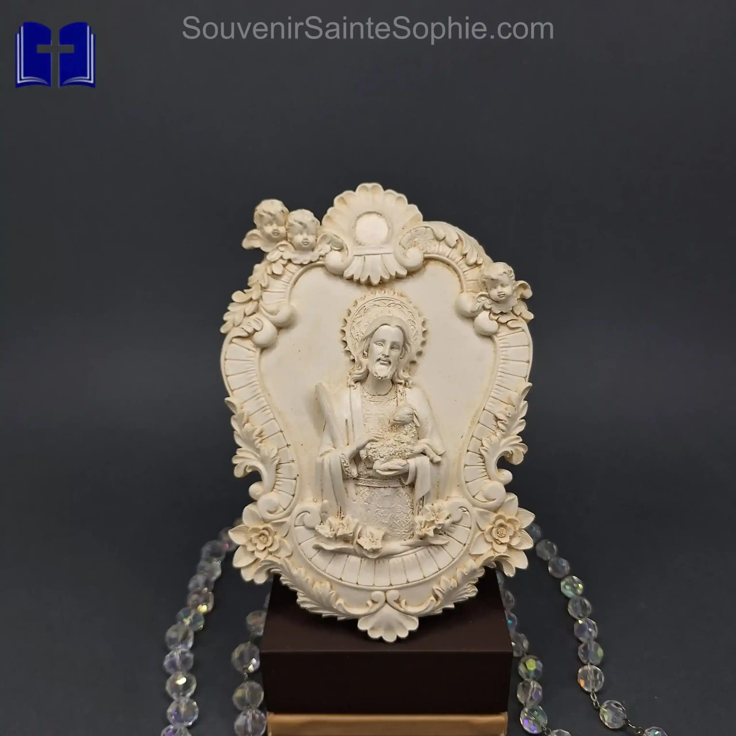 Jesus with Cheep Engraved Arround Size 19x14cm