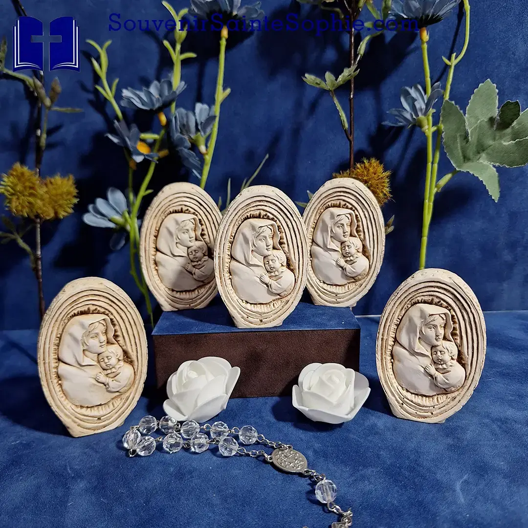 Jesus and Virgin mary on wood like Resin - 40th Memorial Souvenirs