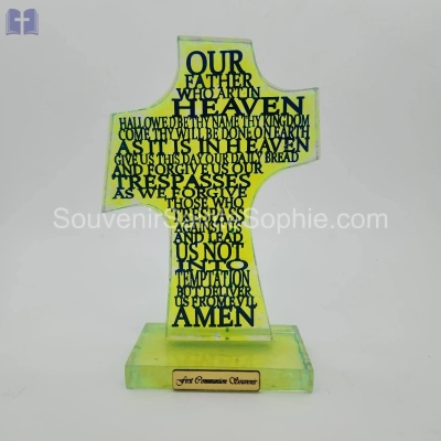 Cross Our Father Clear with blue text size 21.5x14cm